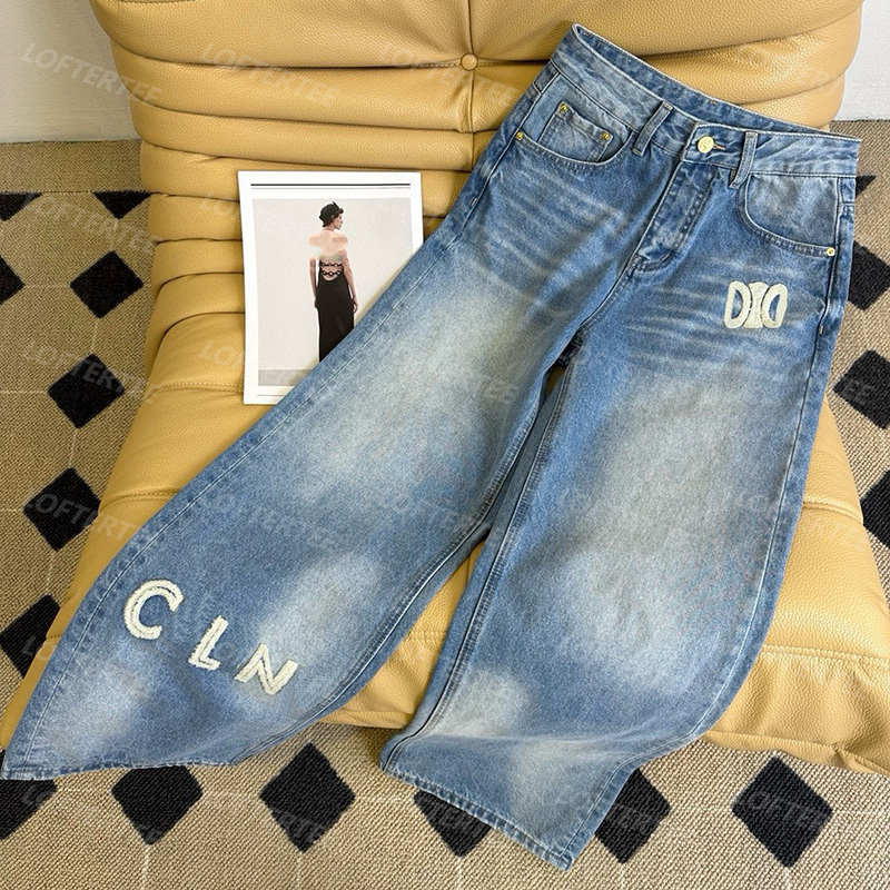 Jeans High Quty Luxury Jean Pants Women Denim Slim Fit Womens Pant -15 Embroidered Long Trousers Baggy Straight Leg Trouser Z260314