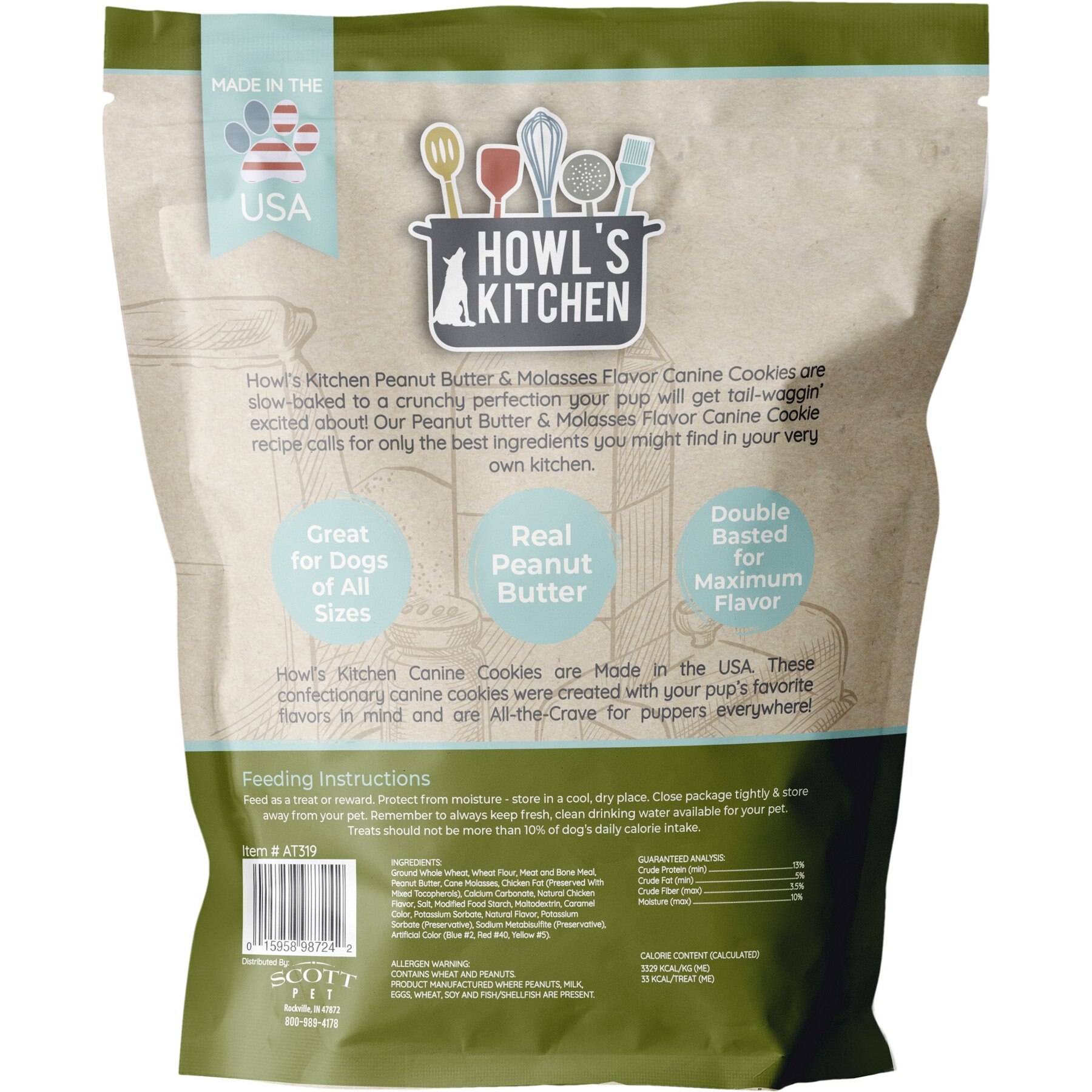 Howl's Kitchen Canine Cookies Peanut Butter & Molasses Flavor Dog Treats