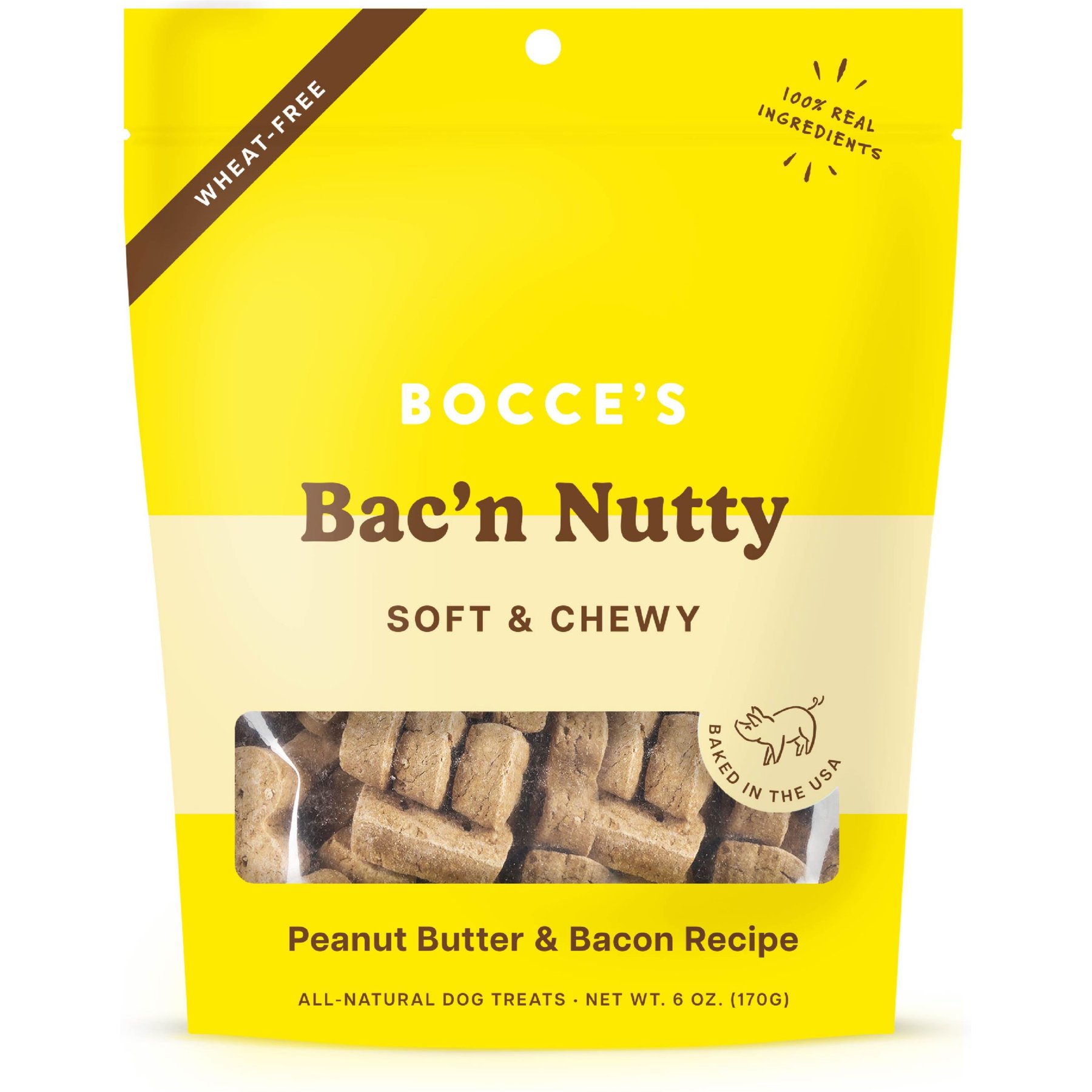 Bocce's Bakery Bac'n Nutty PB & Bacon Recipe Soft & Chewy Dog Treats