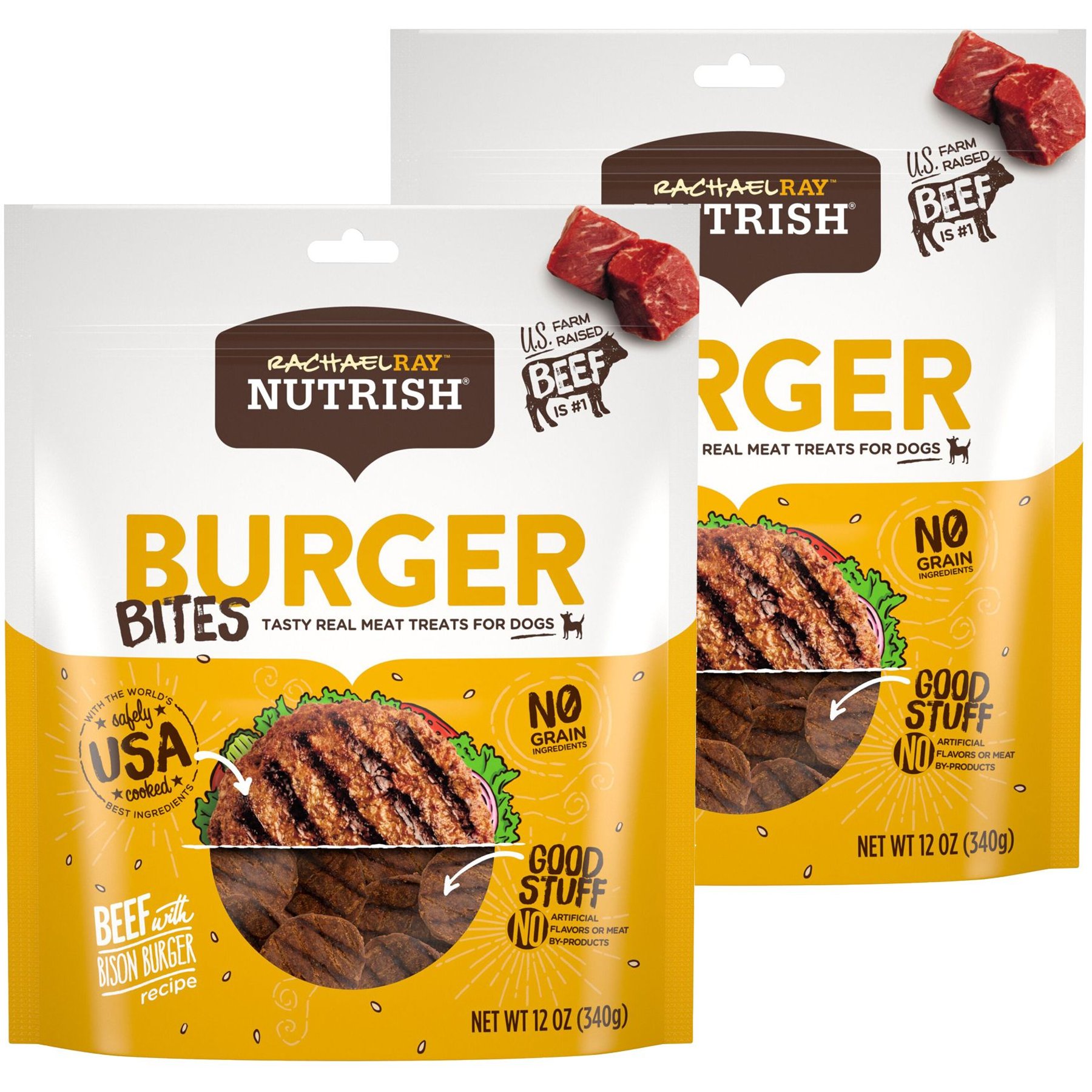 Rachael Ray Nutrish Burger Bites, Beef Burger with Bison Grain-Free Dog Treats