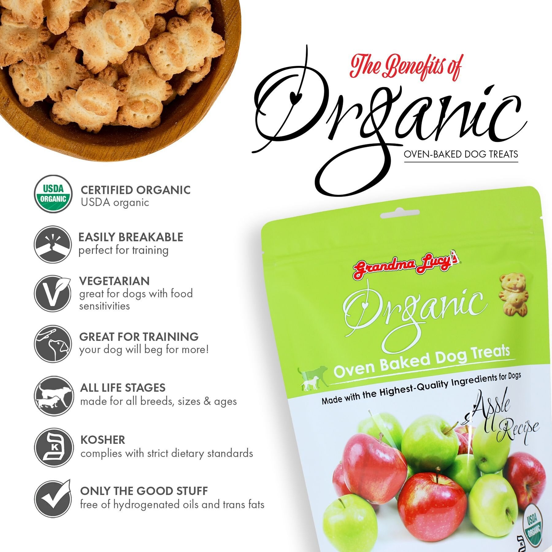 Grandma Lucy's Organic Apple Oven Baked Dog Treats