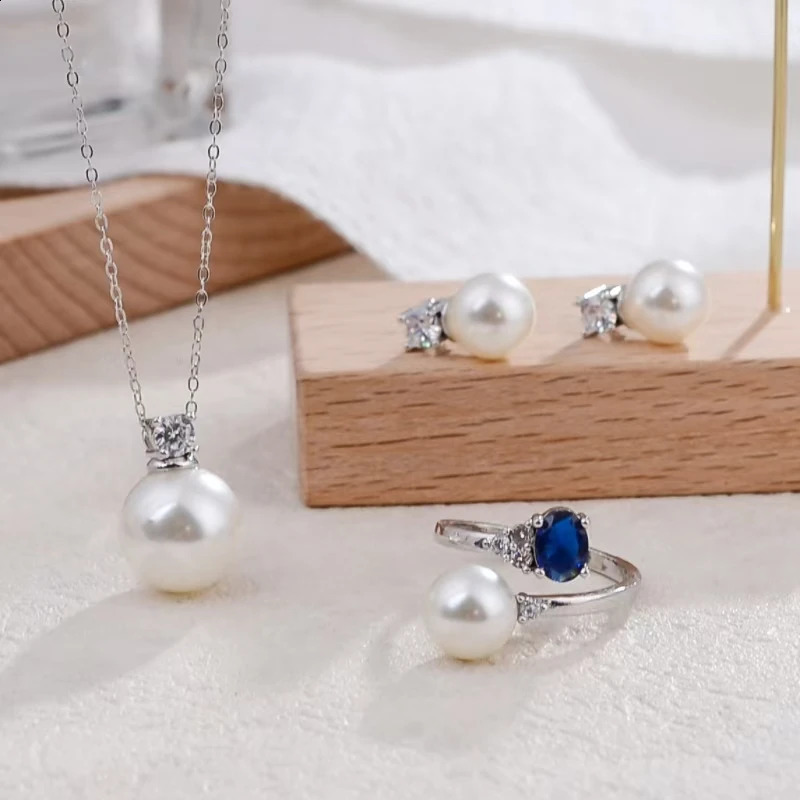 S925 pure silver high-quality crystal zircon pearl round pendant necklace diamond pendant necklace 241120