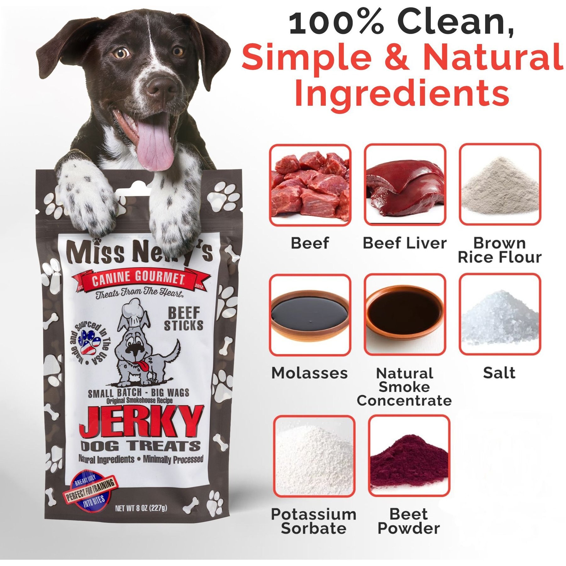 Miss Nelly's Canine Gourmet Beef Sticks Jerky Dog Treats