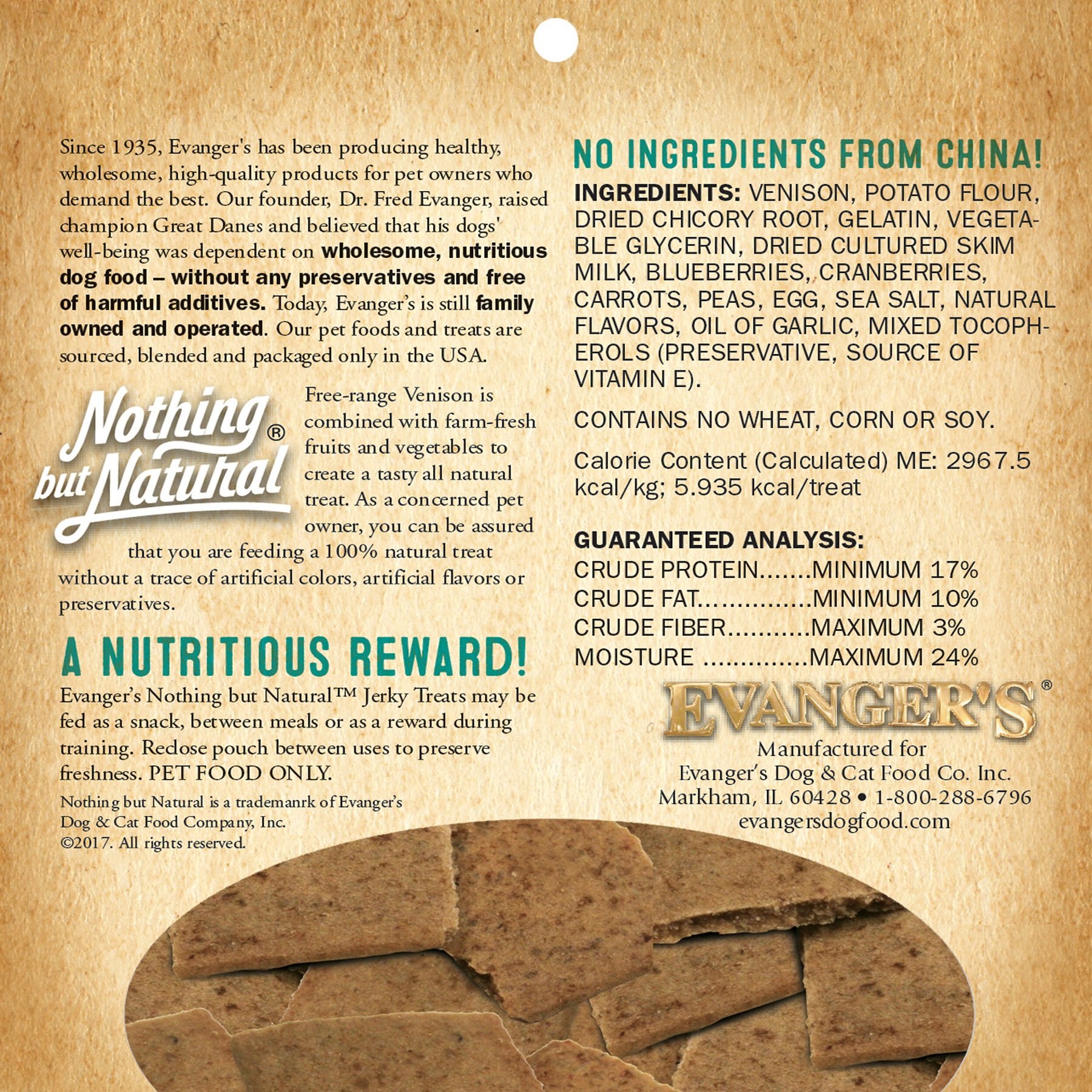 Evanger's Nothing But Natural Venison with Fruits & Vegetables Jerky Dog Treats