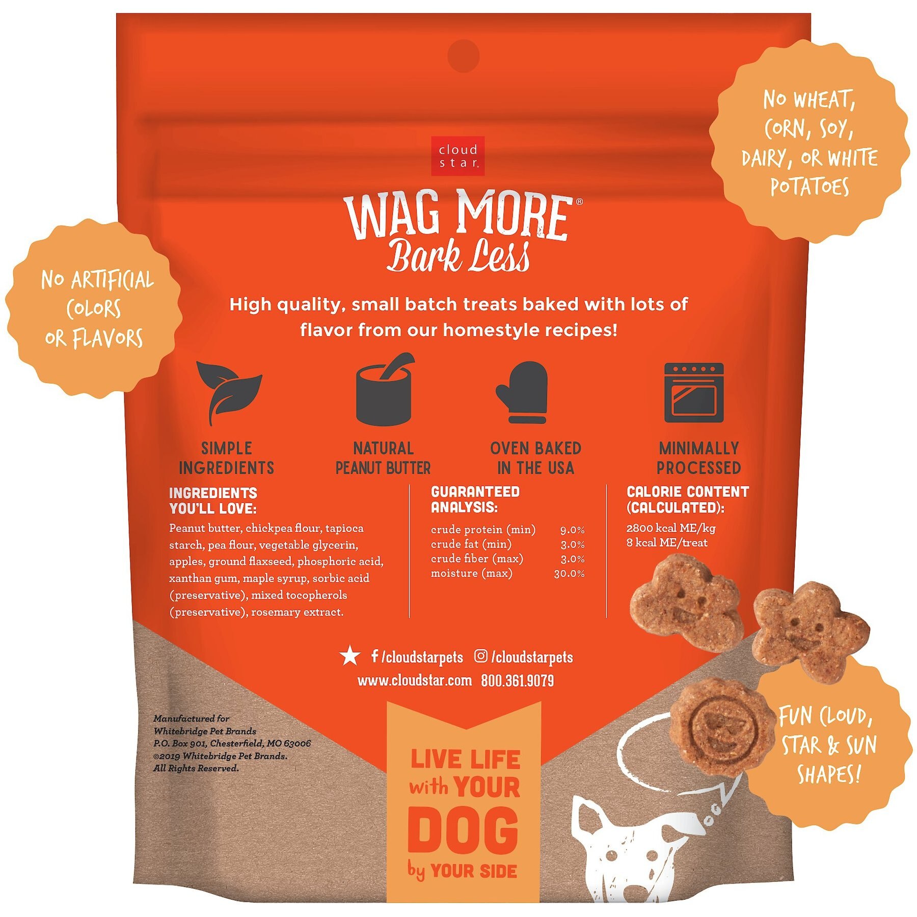 Cloud Star Wag More Bark Less Soft Chews with Peanut Butter & Apples Grain-Free Dog Treats