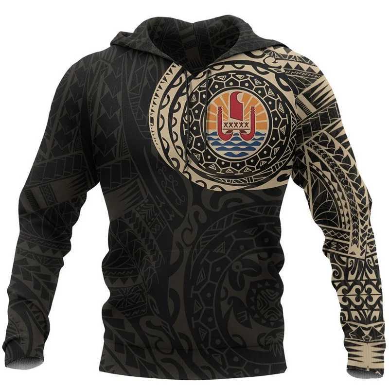 French Polynesia Hoodie French Polynesia Flag Tattoo Multi Color 3D Street Dress Pulling Sports Shirt Tahiti Hoodie Unisex Hoodie X241120