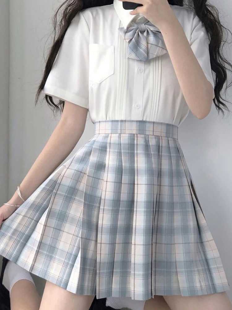 Skirts MEXZT JK Plaid Pleated Skirt Women Japanese Kawaii Bow Mini Skirts Summer Y2K Harajuku Preppy Dance A Line Skirt School Uniforms Y240420