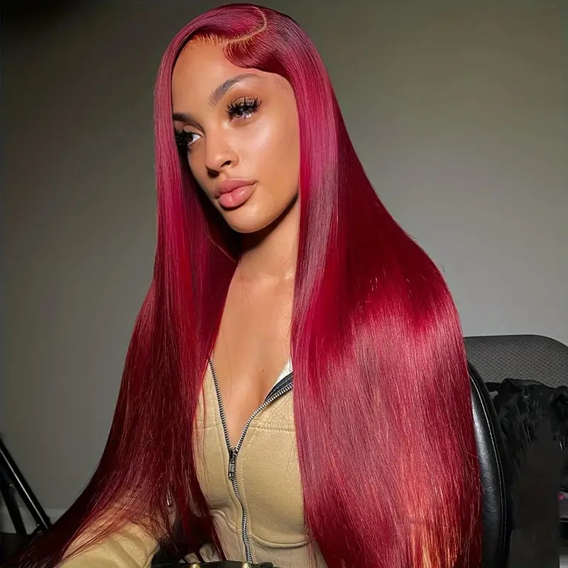 Burgundy Human Hair Water Wave 13x4 Lace Front Wig Highlight Hd Lace Human Hair Wigs for Women Transparent Lace Closure Straight Wig Preplucked Free S