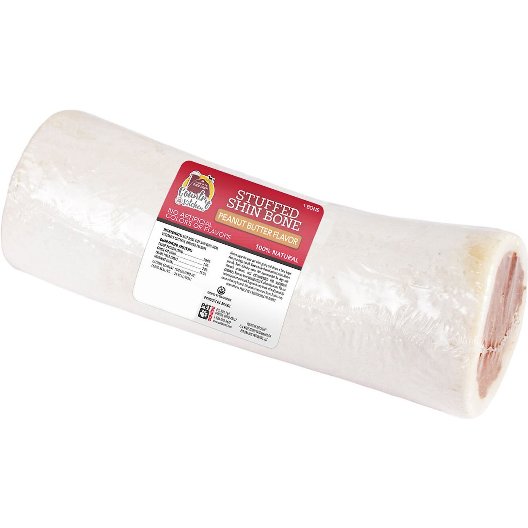 Country Kitchen Stuffed Beef Shin Bone 6-in Peanut Butter Flavor Dog Treat
