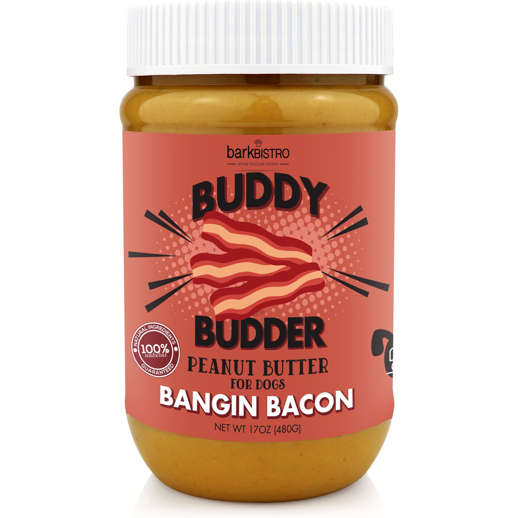 Bark Bistro Company Banging Bacon Buddy Budder Dog Lickable Treats, 17-oz jar