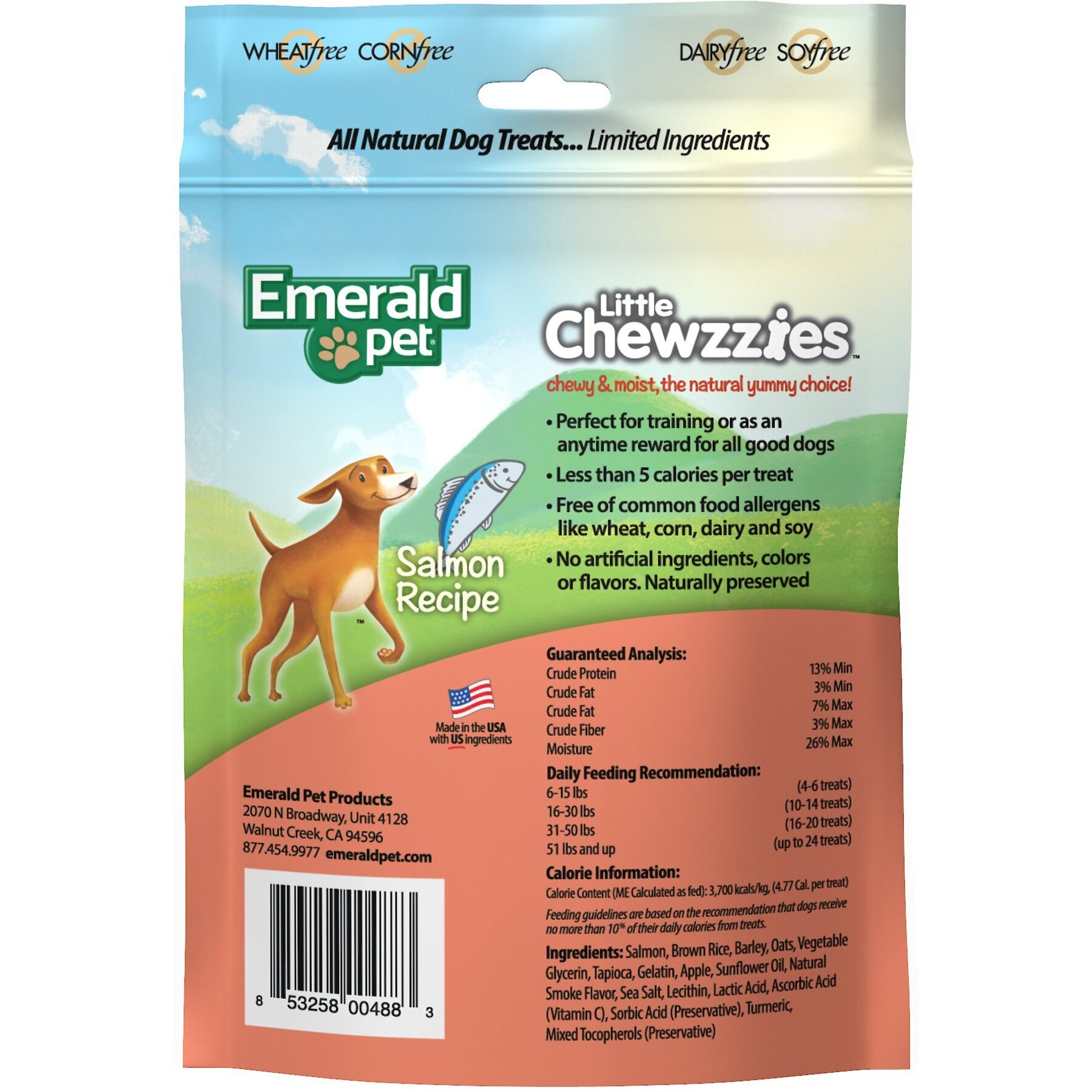 Emerald Pet Little Chewzzies Salmon Recipe Chicken-Free Dog Treats