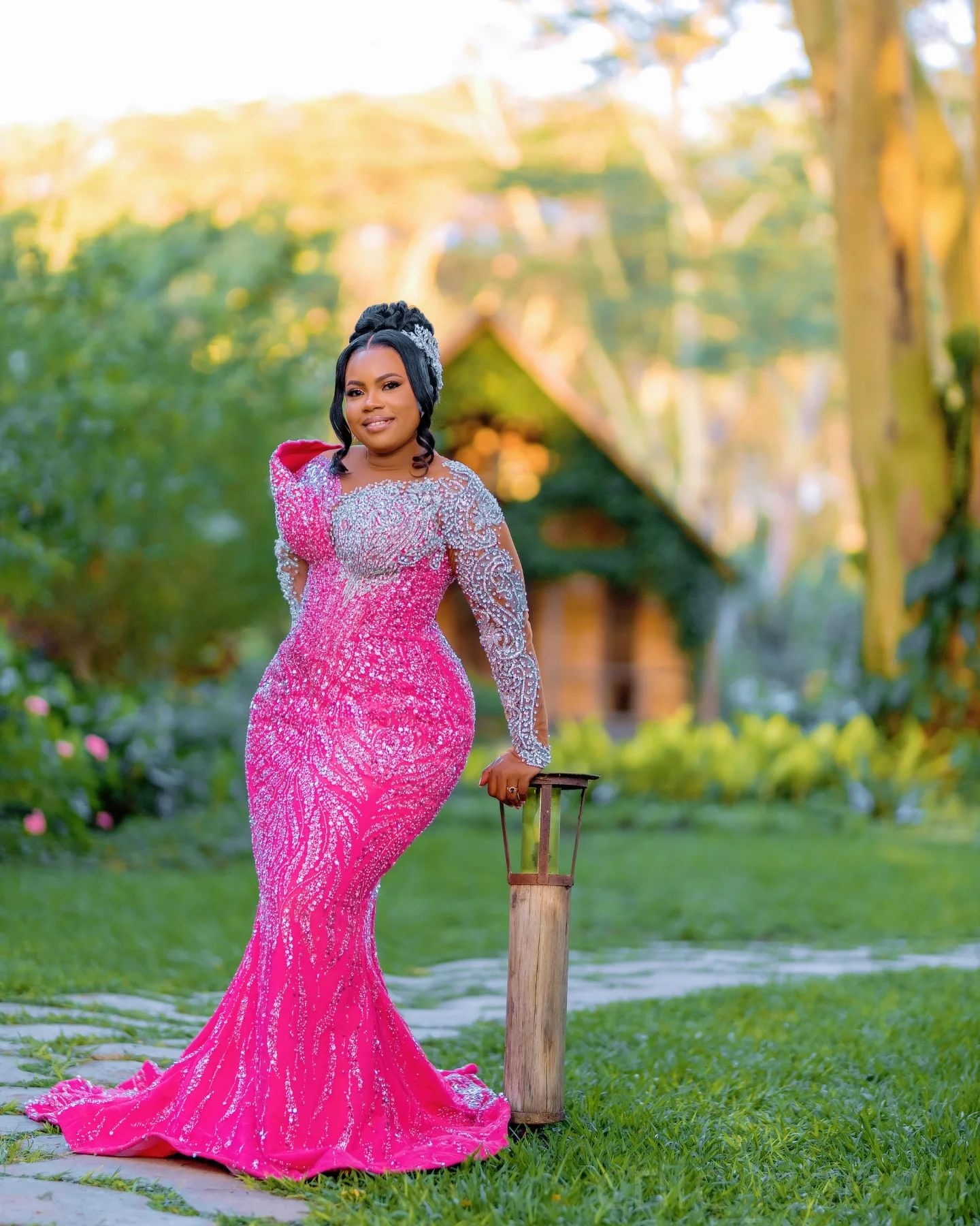 2025 Aso Ebi Plus Size Fuchsia Mermaid Prom Dresses For Special Occasions Lace Beaded Crystals Evening Party Birthday Gowns Dress For Women Vestidos d