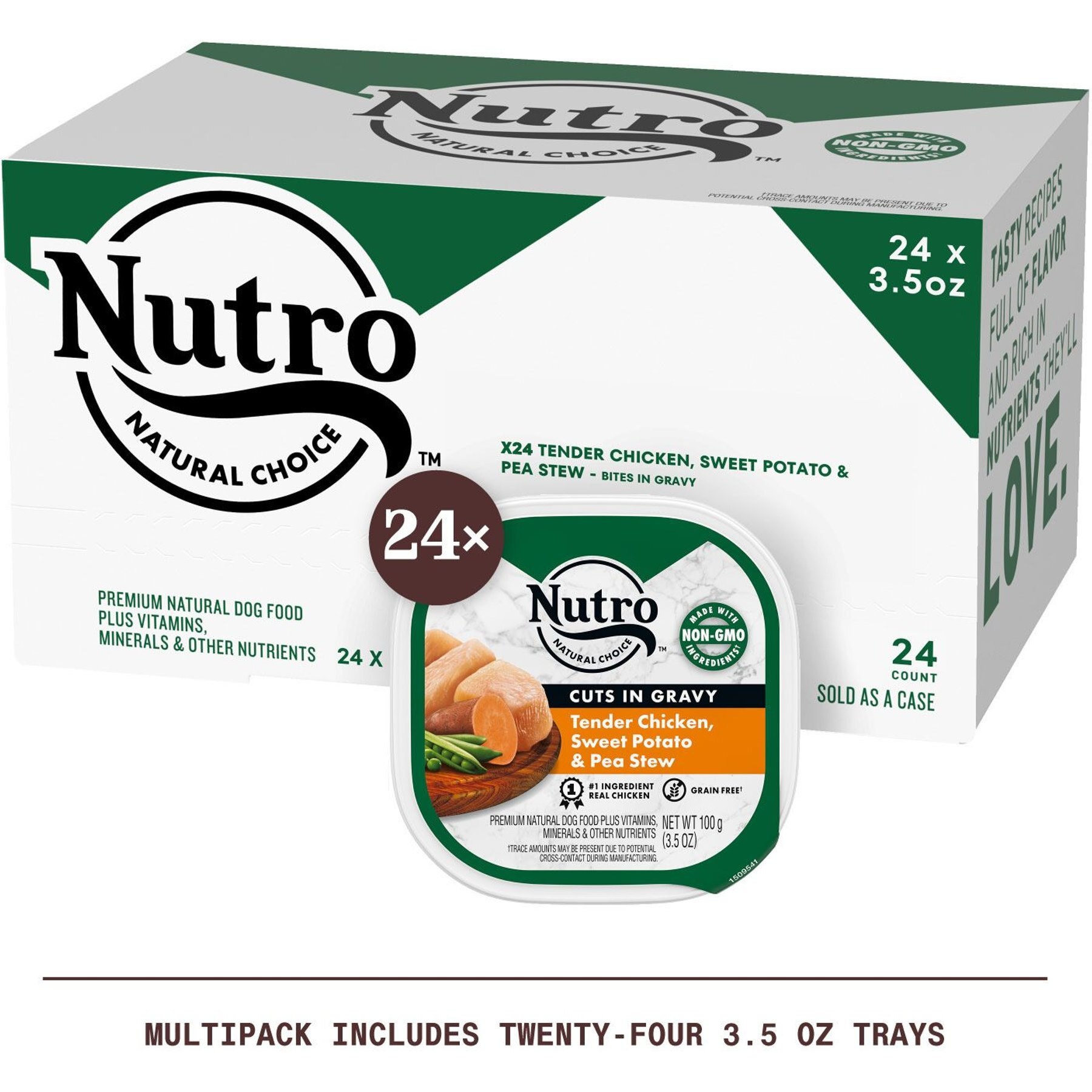 Nutro Grain-Free Tender Chicken, Sweet Potato & Pea Stew Cuts in Gravy Adult Wet Dog Food Trays
