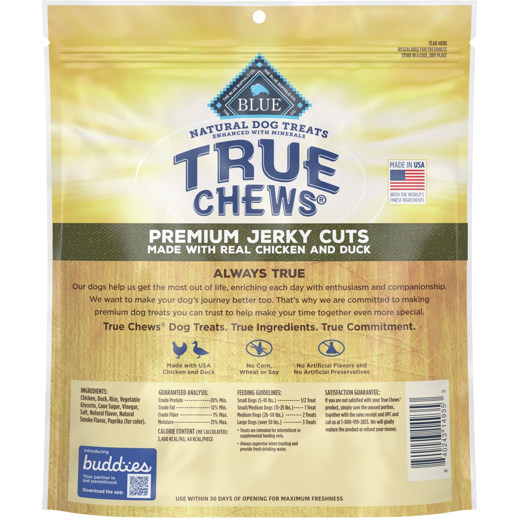 Blue Buffalo True Chews Premium Jerky Cuts Natural Chicken & Duck Dog Treats