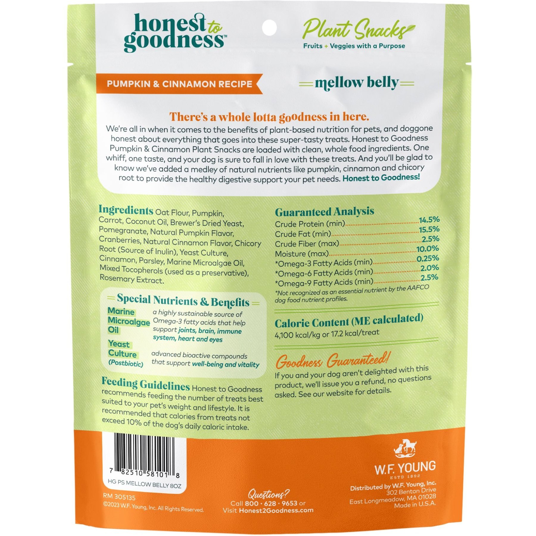 Honest To Goodness Plant Snacks Mellow Belly Pumpkin & Cinnamon Dog Treats, 8-oz bag
