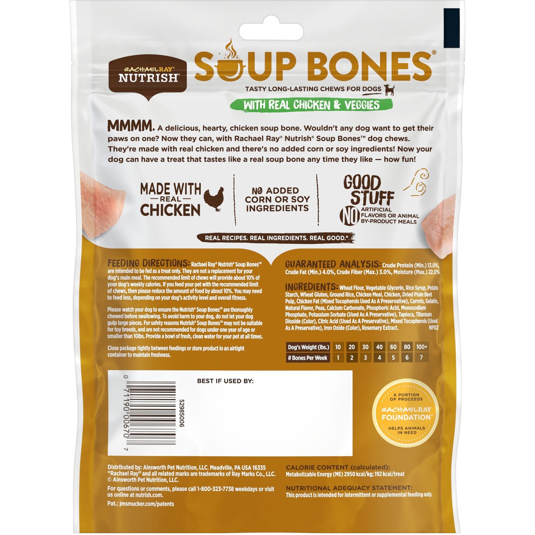 Rachael Ray Nutrish Soup Bones Chicken & Veggies Flavor Dog Treats