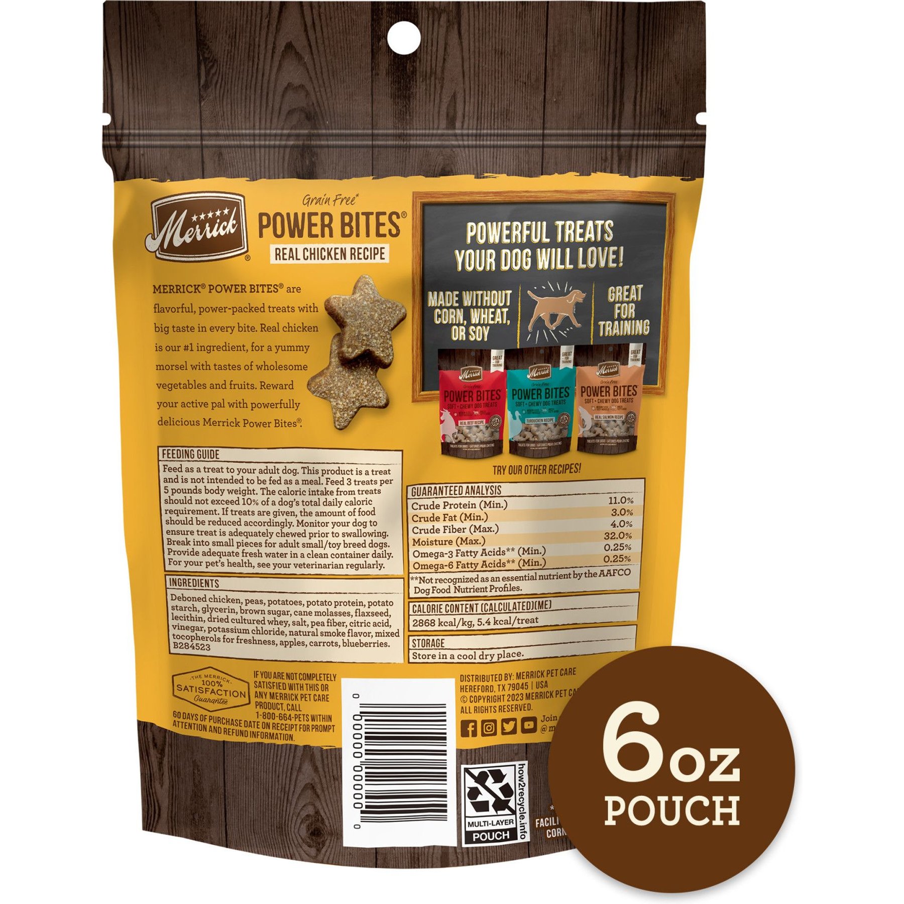 Merrick Power Bites Real Chicken Recipe Grain-Free Soft & Chewy Dog Treats