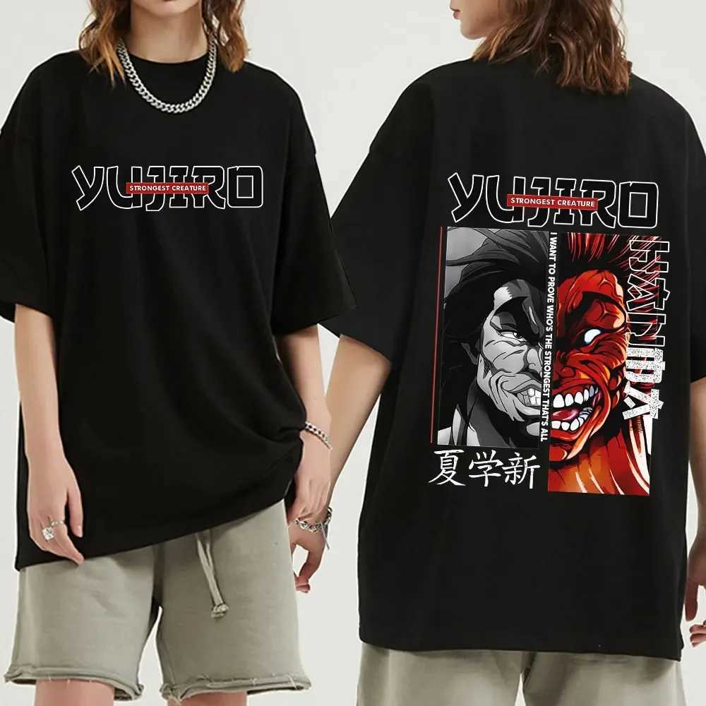 Men's T-Shirts Japanese Anime Baki Hanma The Grappler Graphic Print T- Shirt Men Oversized T Shirt Fashion Crew Neck Women Short Slve T-shirt Y24