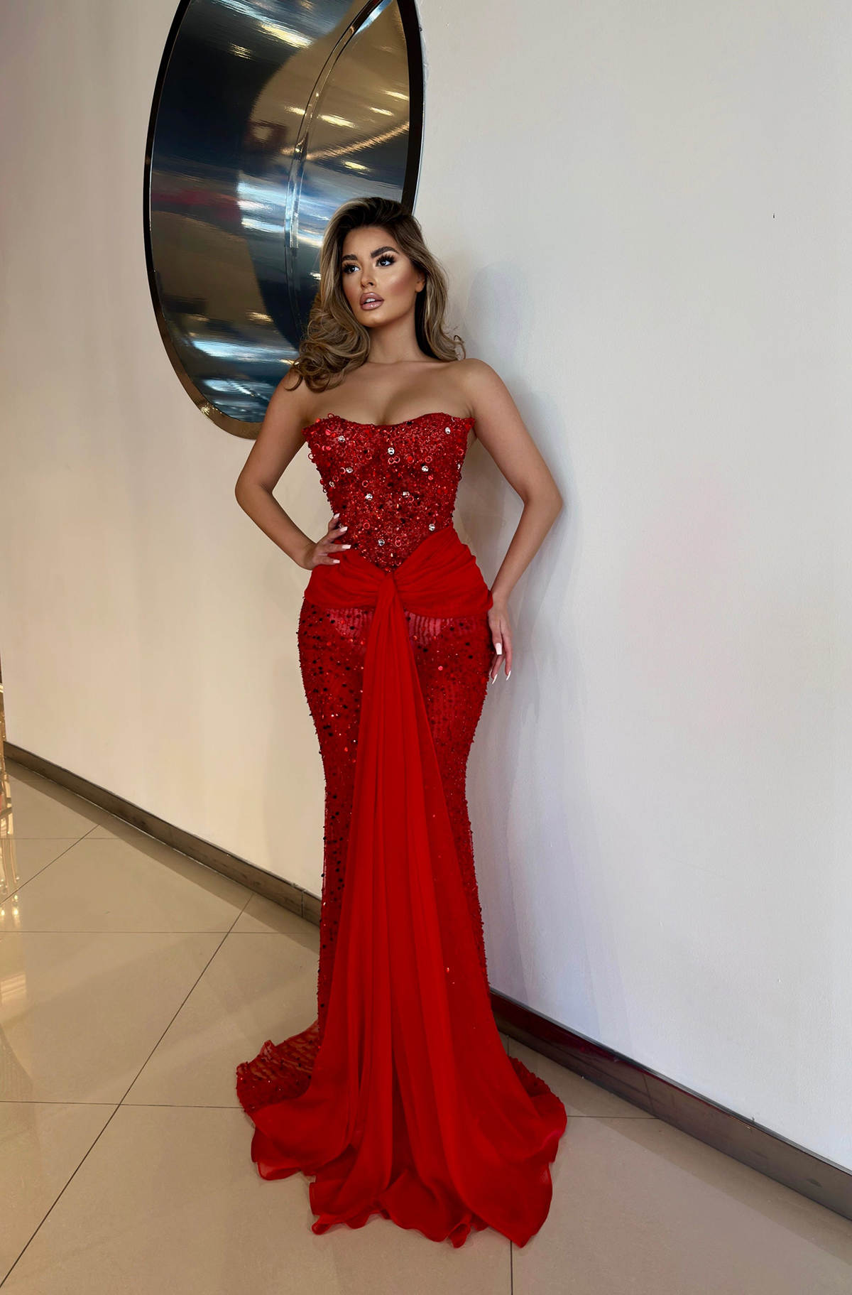 Mermaid Evening Dresses For Women Sequins Crystal Gown Sweetheart Neck Strapless Sleeveless Customized Dress Party Prom