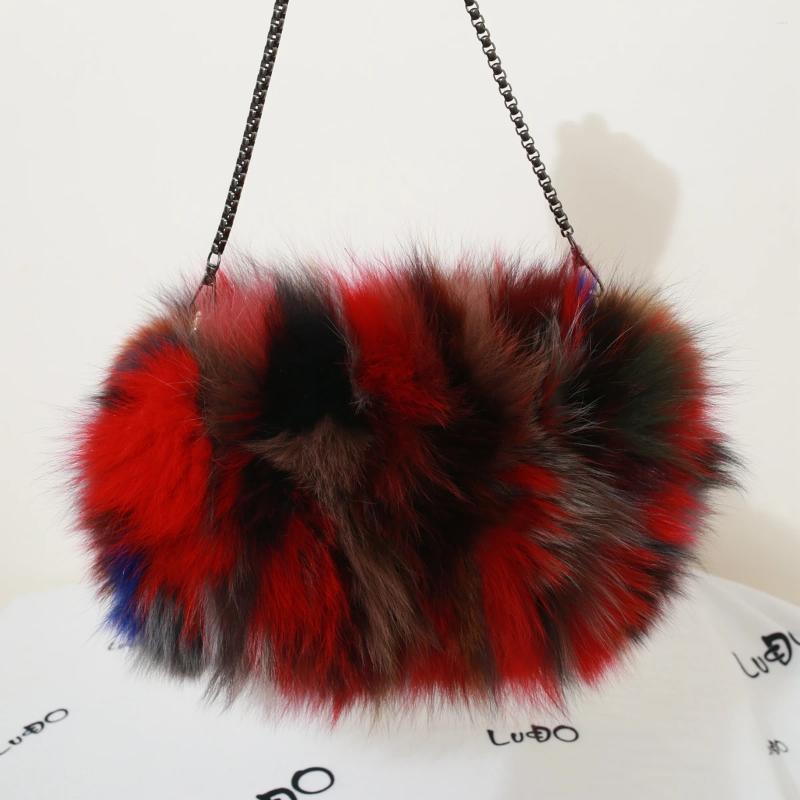 Shoulder Bags Real Fur Hand Warmer Bag Brand Chain Winter Ladies Authentic Fluffy Cute Fashion Women Handbag 0f9e