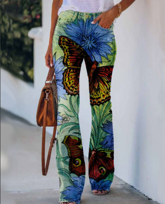 Designer imitates jeans, plus size women's casual pants, thin jeans for women