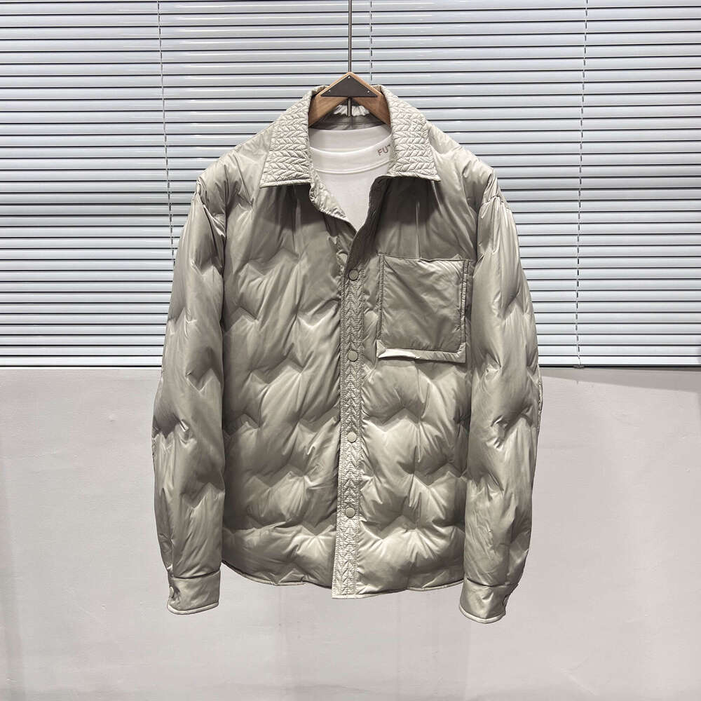 Men's designer puffer winter warm windbreaker casual print design trendy thick outerwear button long sleeve coat youth down jacket
