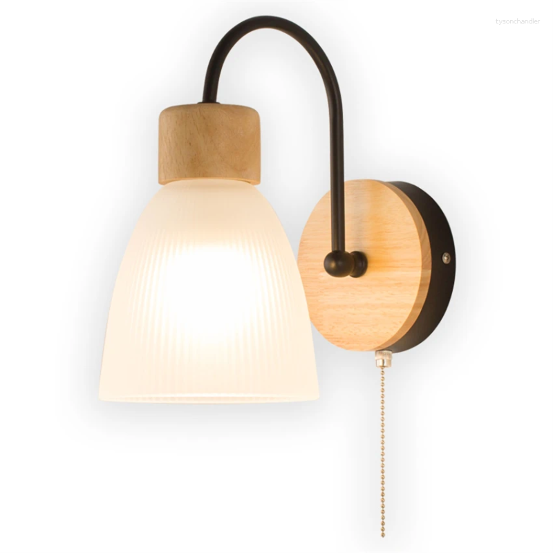 Lamps Wall Nordic Wood Art Deco Glass Living Room Children's Desk Reading Lights Bedroom Bedside Sconces Fixtures