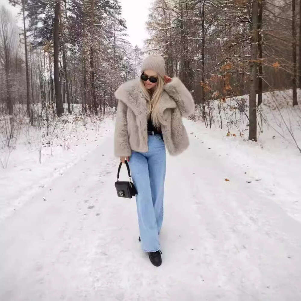 2024 Autumn/Winter New Imitation Fur Coat Large Black Women's Top