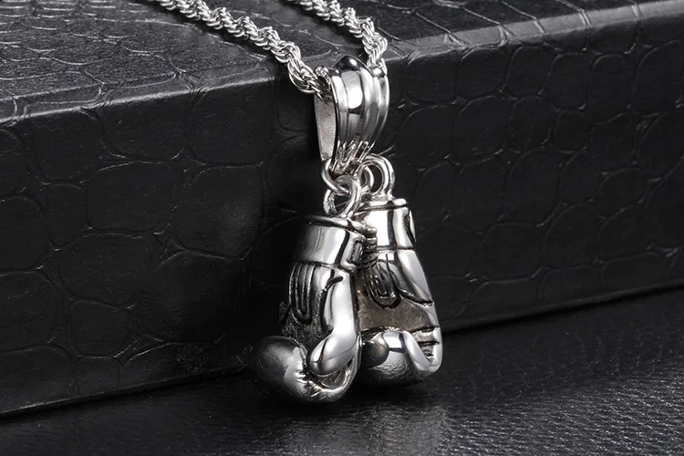 Hip hop gold gloves pendant boxing stainless steel charm necklace mens womens jewelry 241121