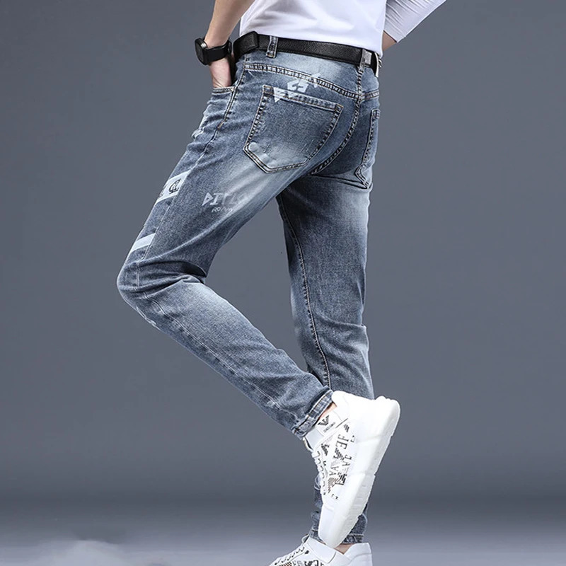 Mens Spring Jeans Fashion Washing Pants High Quality Slim Fit Vintage Blue Hip Hop Streetwear Mans Denim Trousers 240415