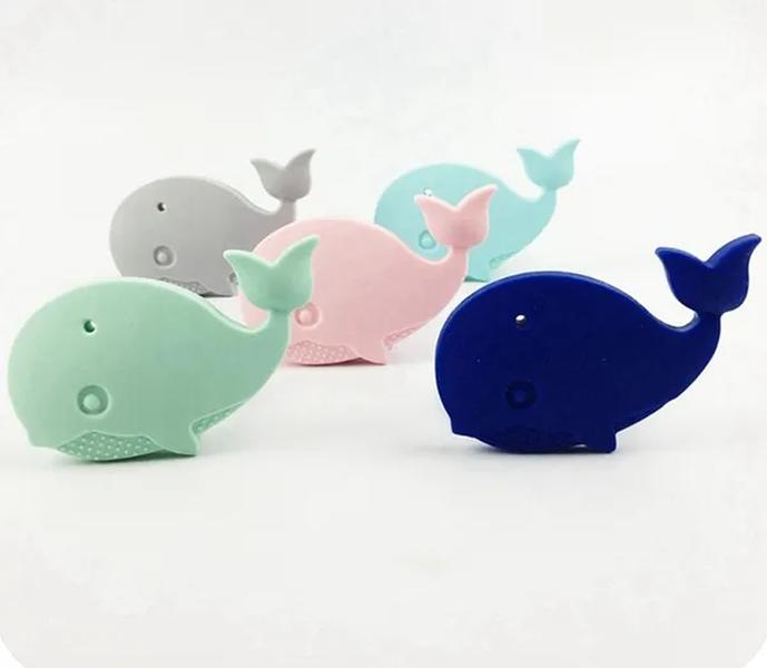 Silicone Whale Teether Teething Toy Food Grade Silicon Chew Pendant Sensory Nursing Toy Baby Chewelry DIY Craft Gifts ZZ
