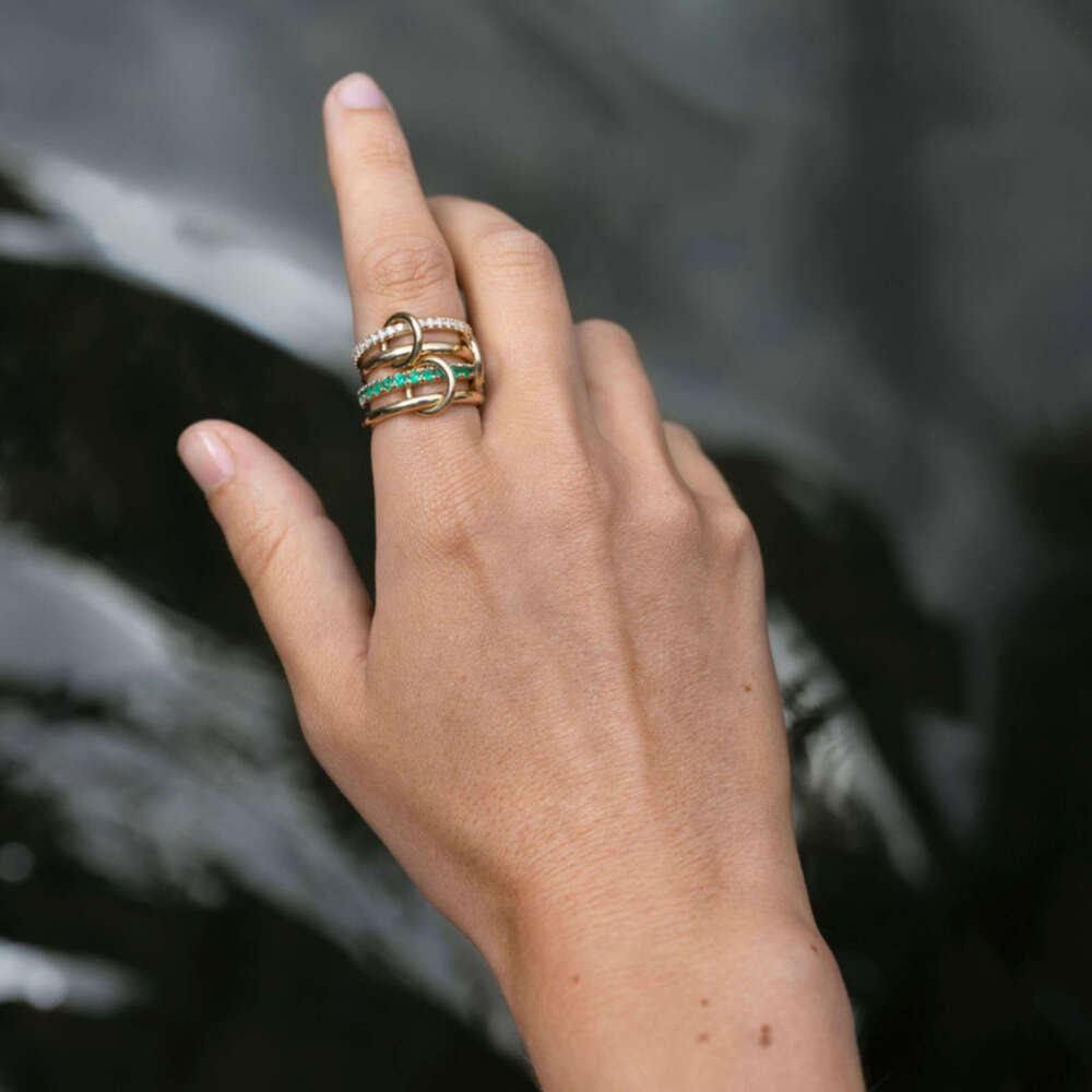 Spinelli Kilcol Halley Emerald Gold rings designer custom brand sier sapphire Ring New in fine jewelry yellow dia Snake Stacking ring for women