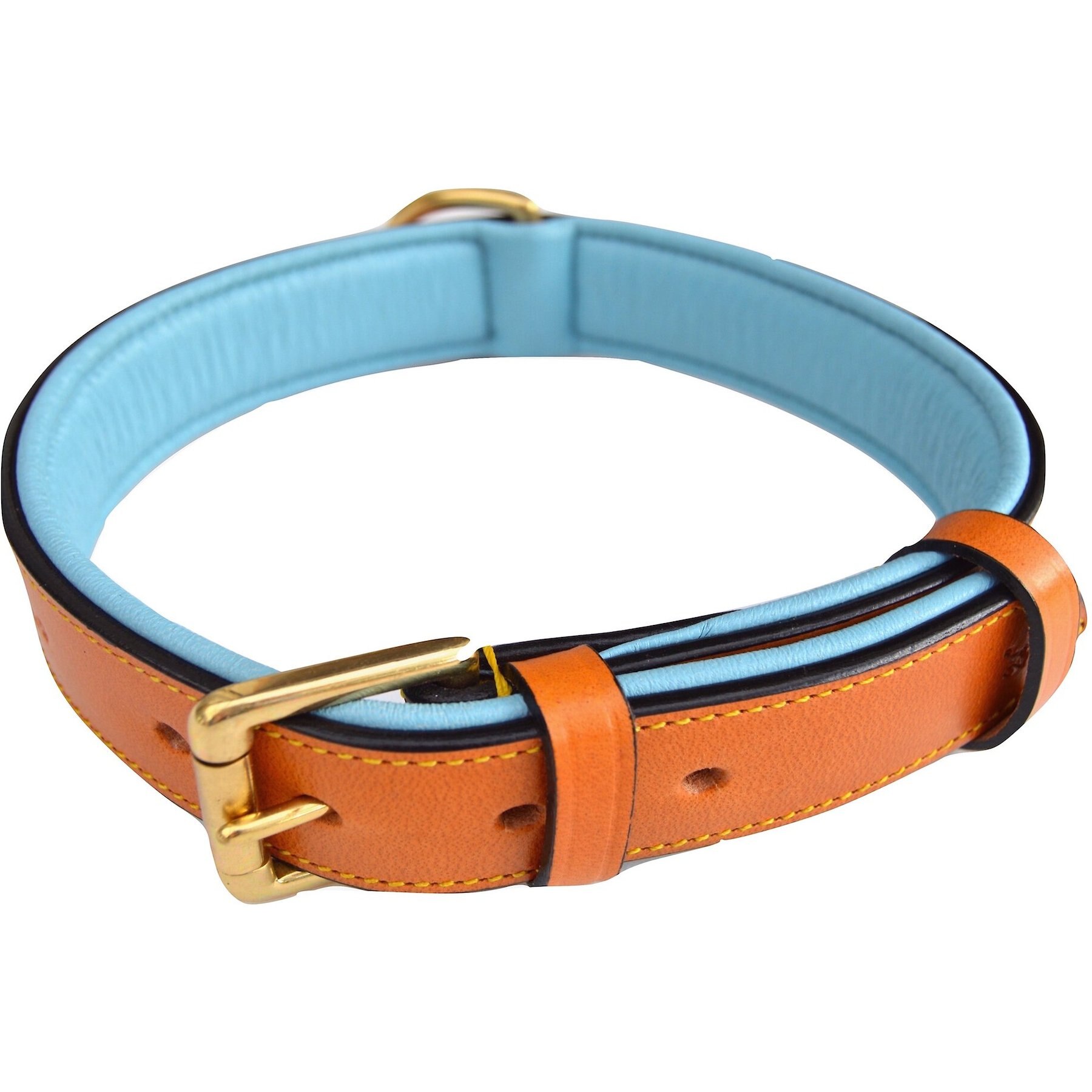 Soft Touch Collars Leather Two-Tone Padded Dog Collar