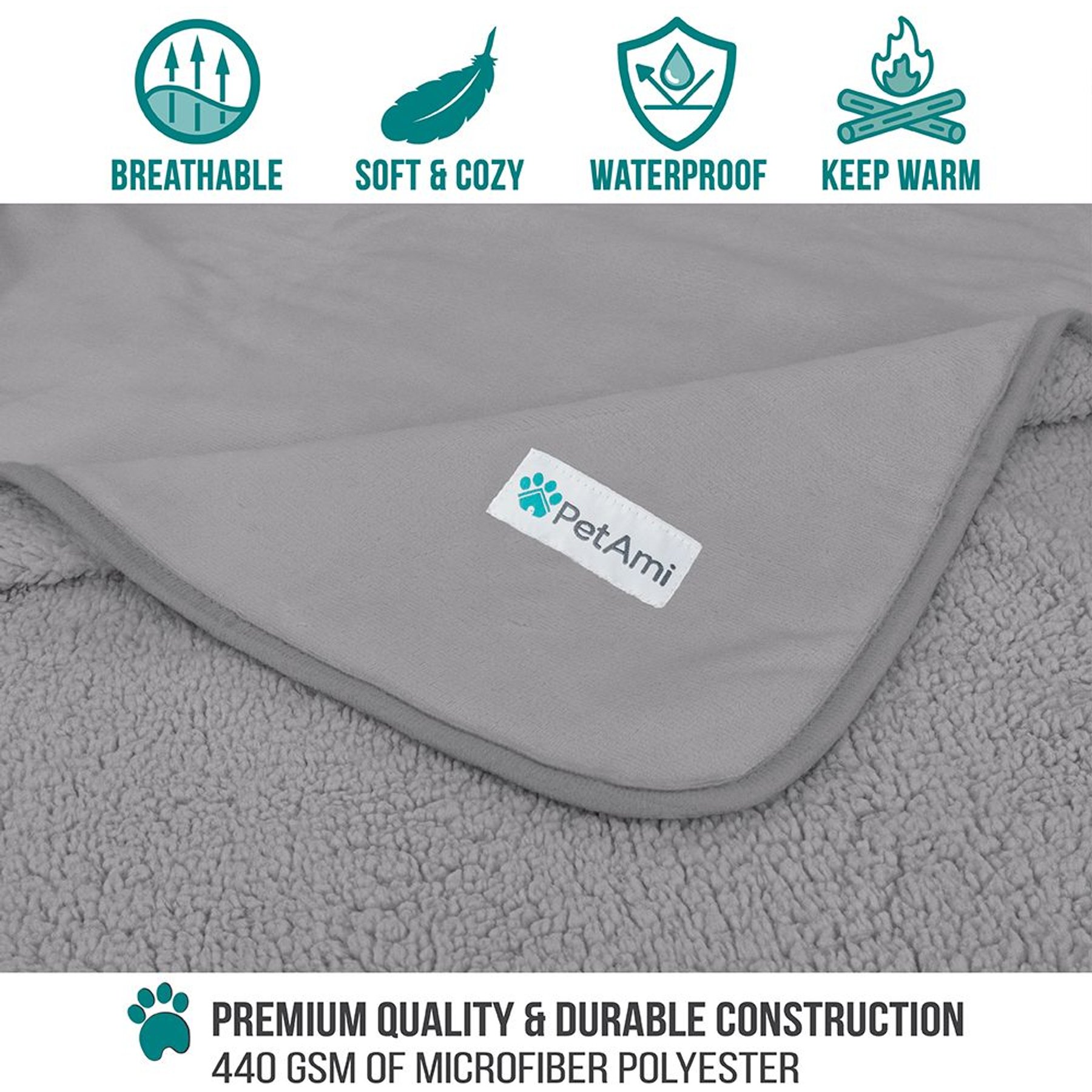 PetAmi Sherpa Fleece Waterproof Cat & Dog Blanket
