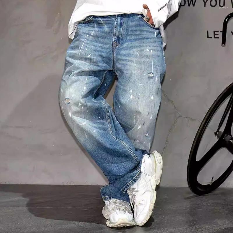 2025 S Fashion Designer Men S Jeans American Streetwear Ripped Baggy Mens Clothing Hip Hop Paint Dot Denim Cargo Pants High Quality Fashion Ragged Tro