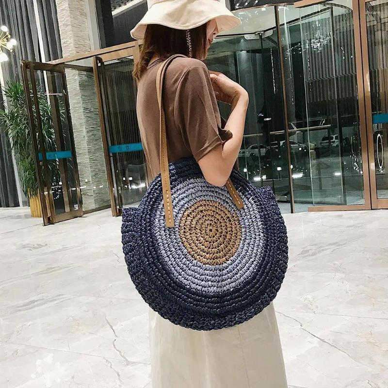 Ladies Beach Bag: Woven Straw Shoulder Color-blocked Rattan Cross Body Bag, Lightweight For Daily Use New Free Delivery Designer Bag