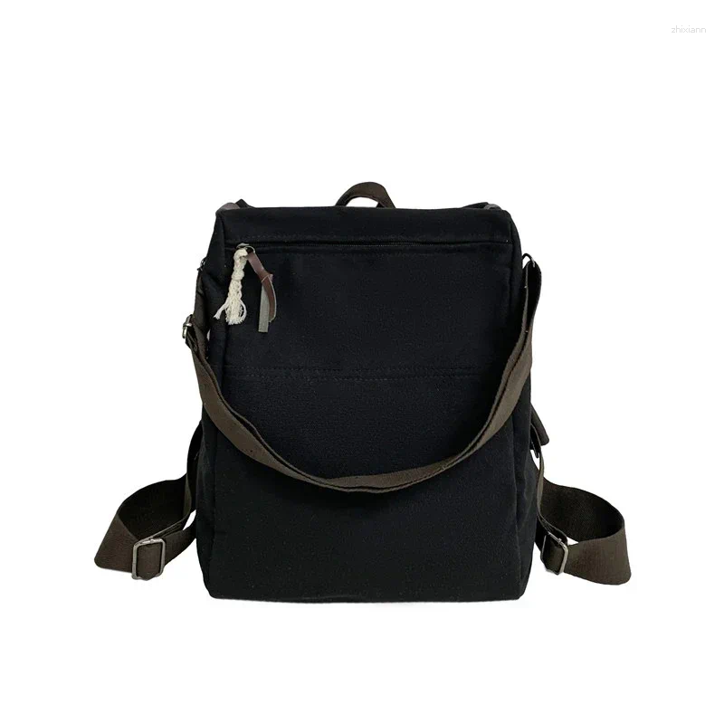 Fashion designer 2025S new model School Bags Zipper Solid Color Canvas Ladies Backpacks On Sale Casual Commuting High Quality Large Capacity For Women