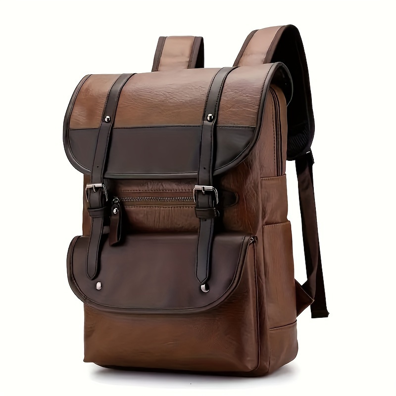 Super Large Capacity Men's PU Leisure Backpack - Waterproof And Multifunctional Suitable For Outdoor Travel And Leisure Activities