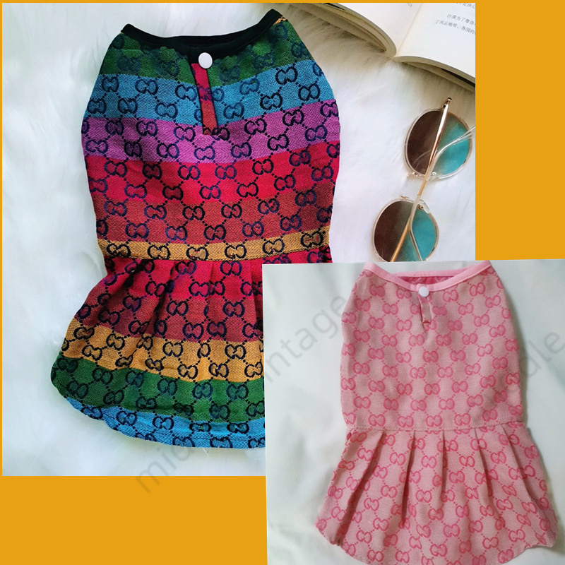 Designer Dress Brand Apparel Small Dogs Lightweight Cooling Dresses Classic Letter Pattern Soft Breathable Pet Cats Dog Clothes for Spring Summer 403