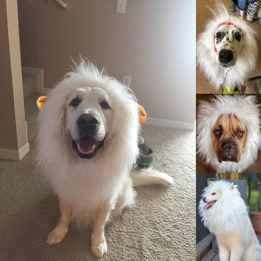 Lions Mane for Large Dog Halloween Costumes, Pet Wig with Ears