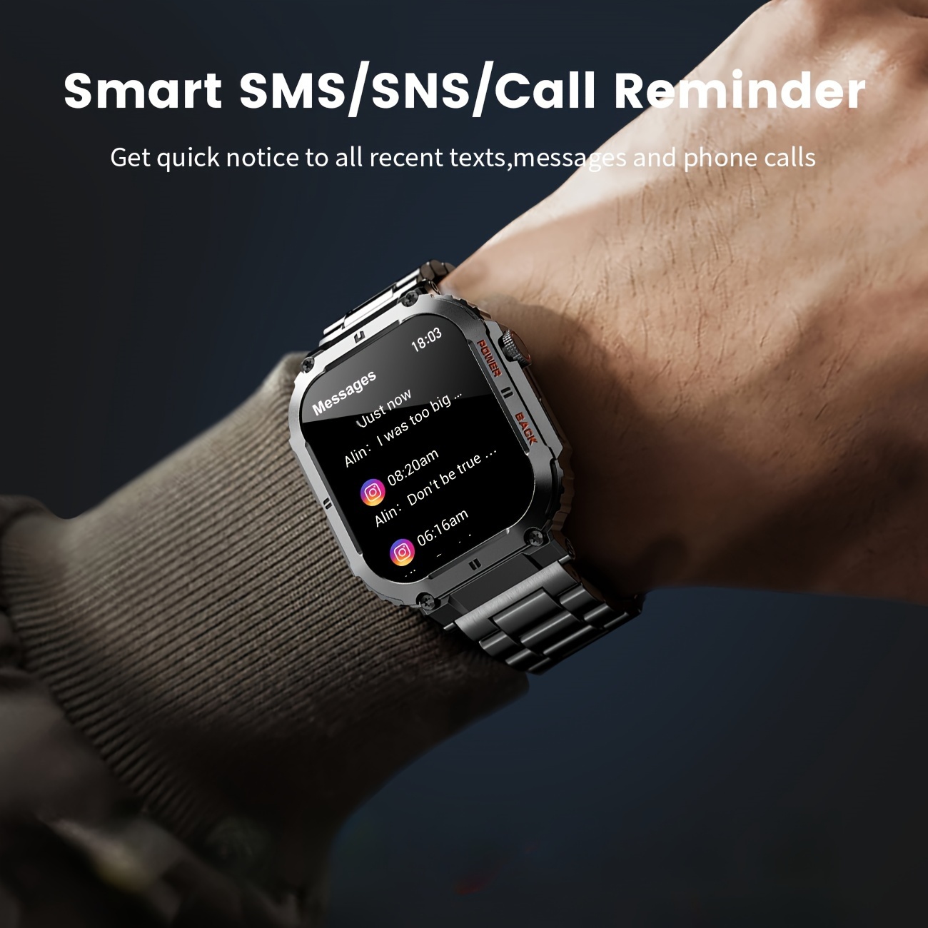 Men's Smartwatch 1.96-inch IPS Large Screen 400mAh Long Battery Life Fitness Step Card Tracker, Suitable for Android IPhone Smartwatch