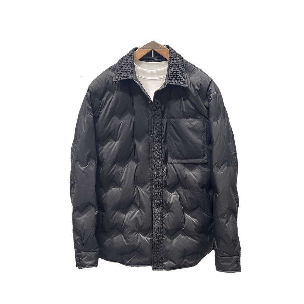 Men's designer puffer winter warm windbreaker casual print design trendy thick outerwear button long sleeve coat youth down jacket