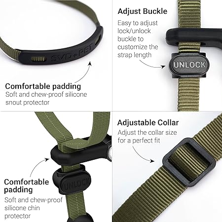 SVD.PET No-Pull Dog Headcollar Easier Walks, Chew-Proof Protector Increase Comfort, Simple Design, Easy to Wear Adjust (Medium for Small and Medium Si