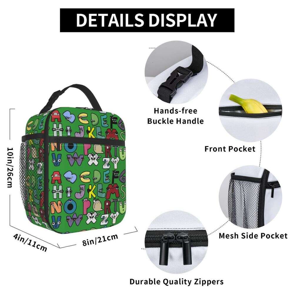 Alphabet Lore Costume For Boys Insulated Cooler Bag Container Matching Learning 26 Letters Tote Lunch Picnic