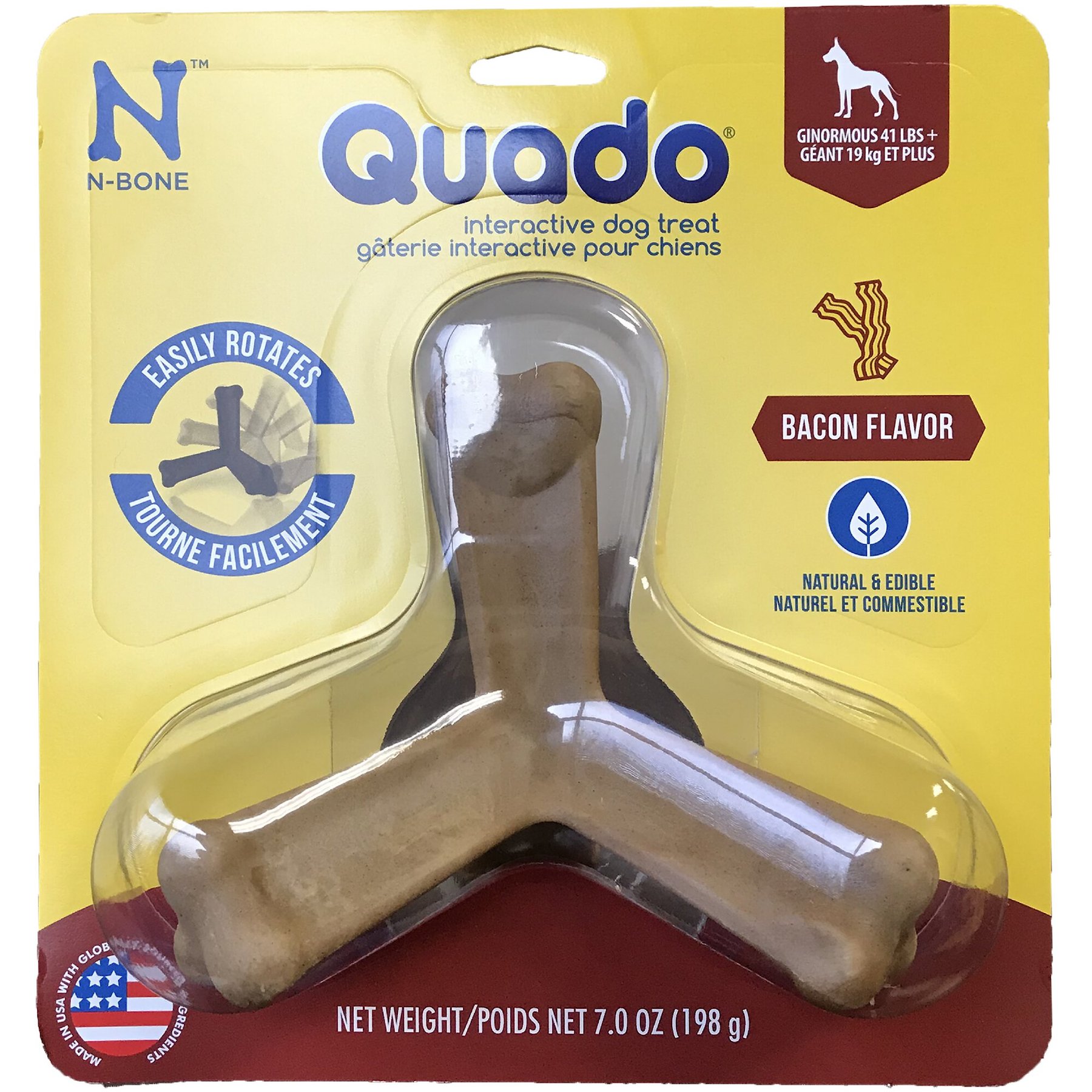N-Bone Quado Interactive Bacon Flavored Large Dental Dog Treat