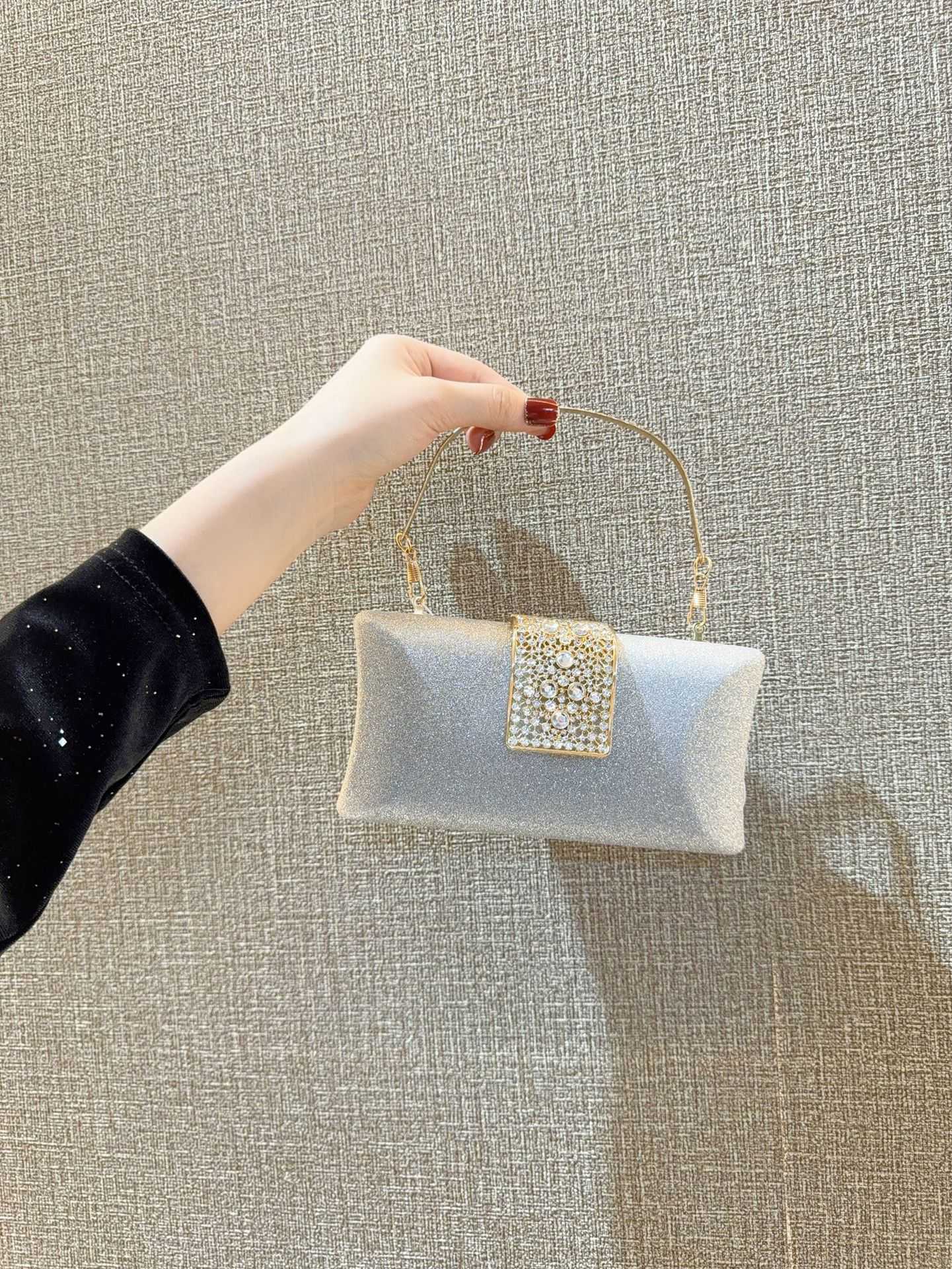 trendy highend socialite texture rhinestone bag for womens evening dress banquet handheld bag with diamond inlay handheld banquet bag cheongsam bag 24