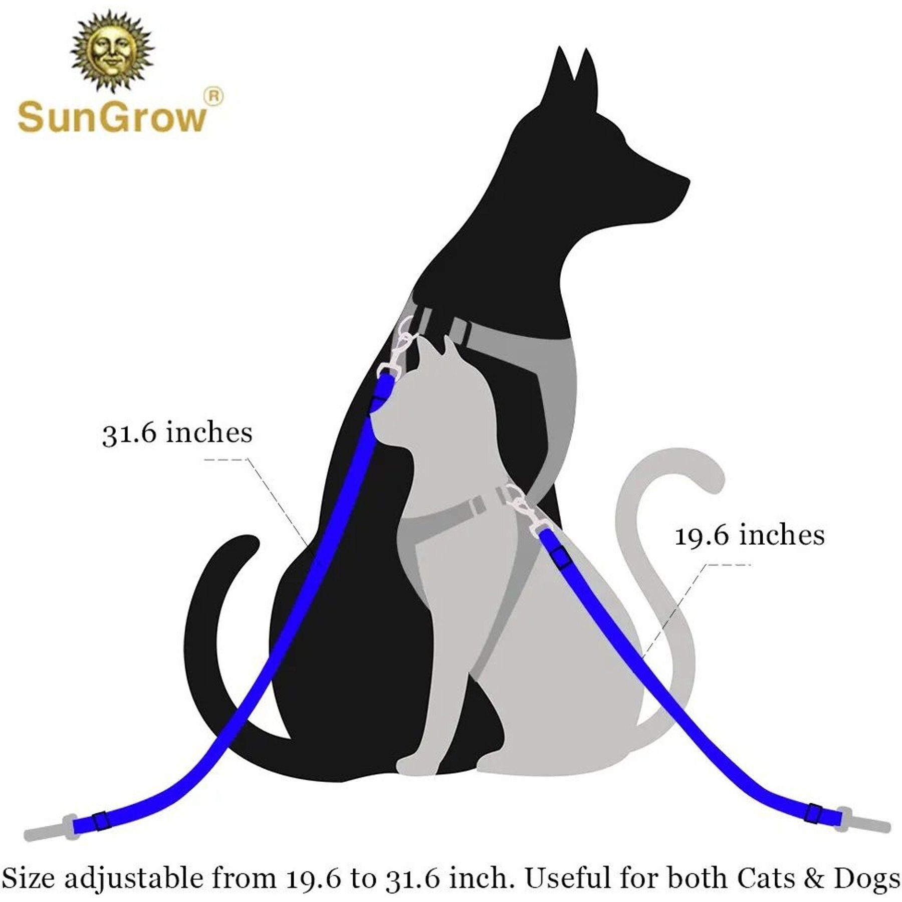 SunGrow Adjustable Safety Tether Dog & Cat Seat Belt Travel Accessories, 2 count
