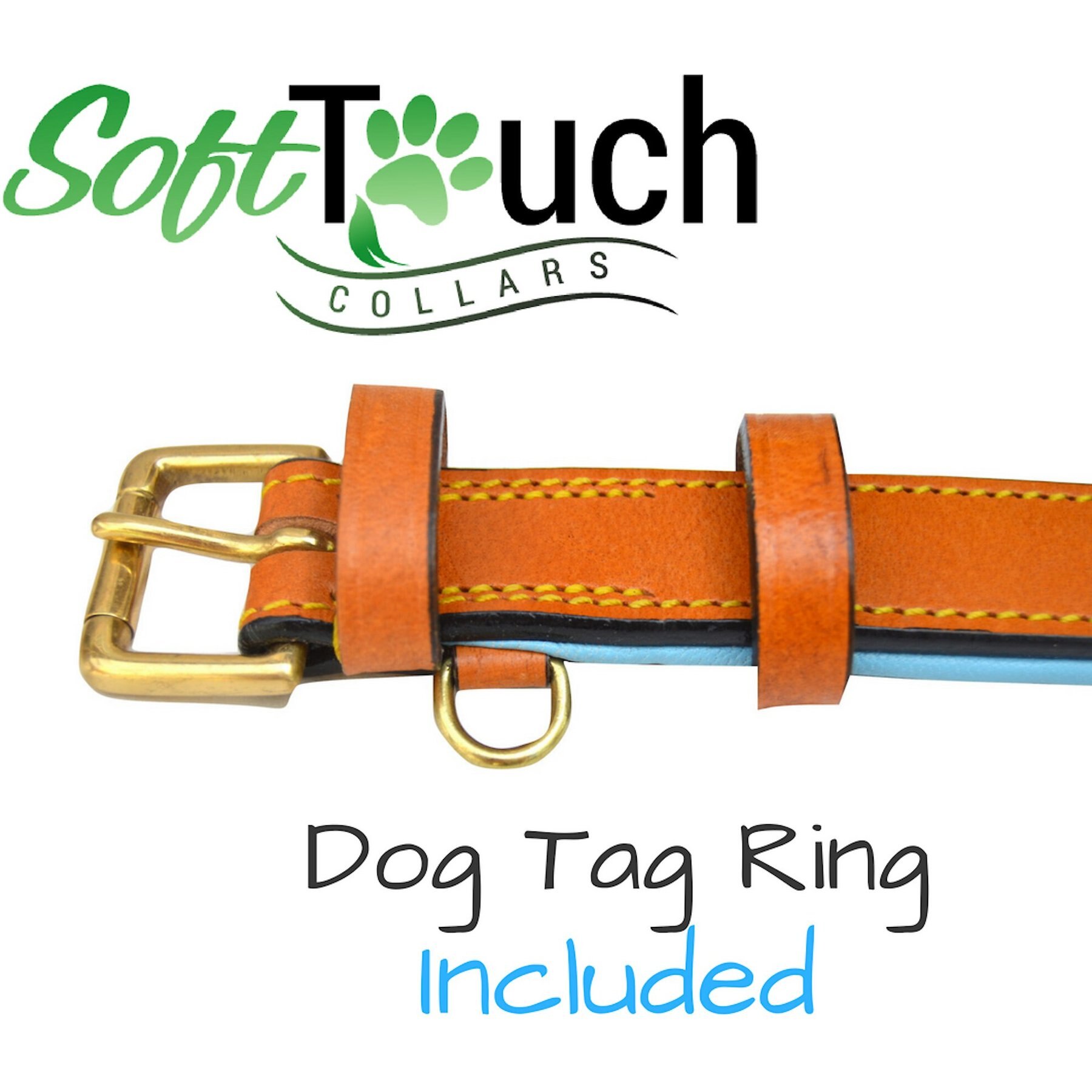 Soft Touch Collars Leather Two-Tone Padded Dog Collar