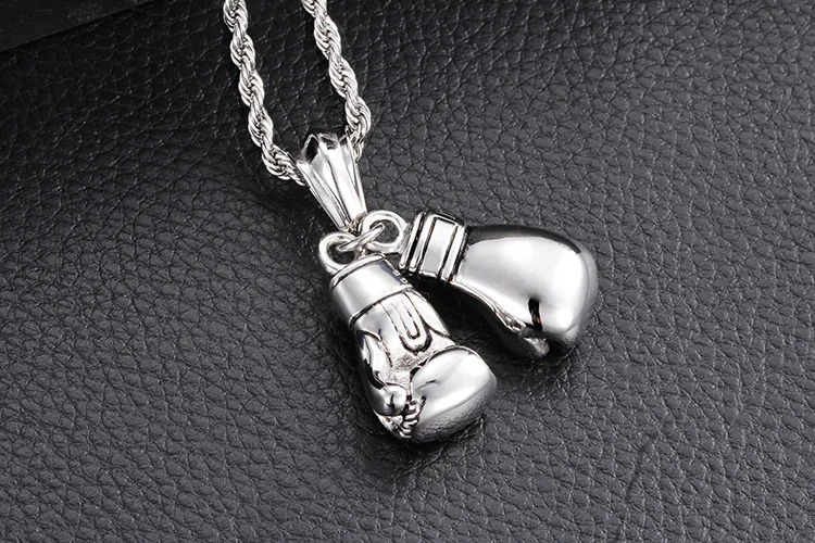 Hip hop gold gloves pendant boxing stainless steel charm necklace mens womens jewelry 241121