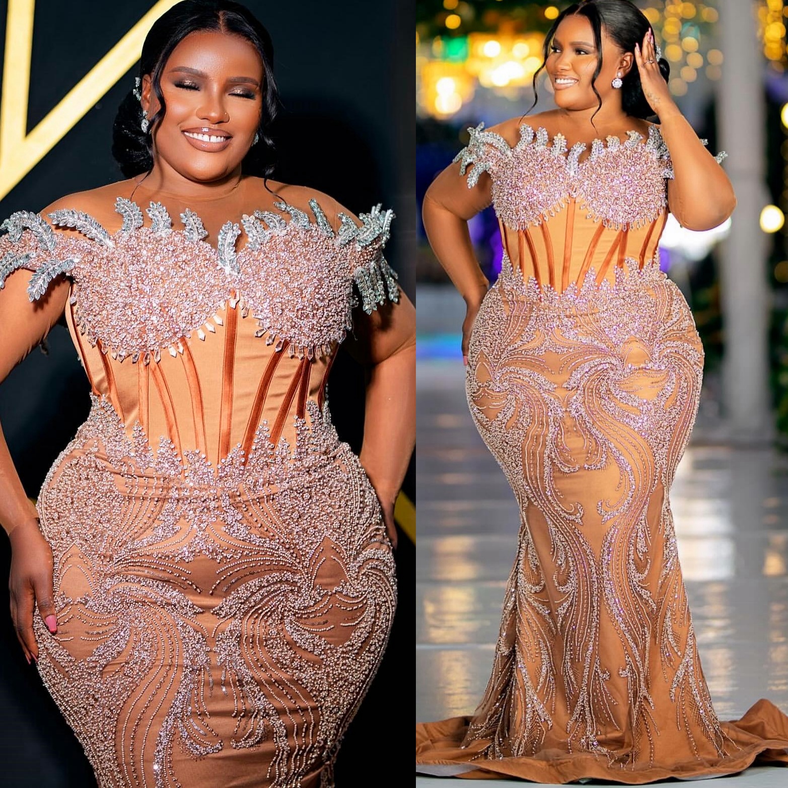 2025 Aso Ebi Plus Size Chocolate Mermaid Prom Dresses For Special Occasions Illusion Rhinestones Evening Party Birthday Gowns Dress For Women Vestidos